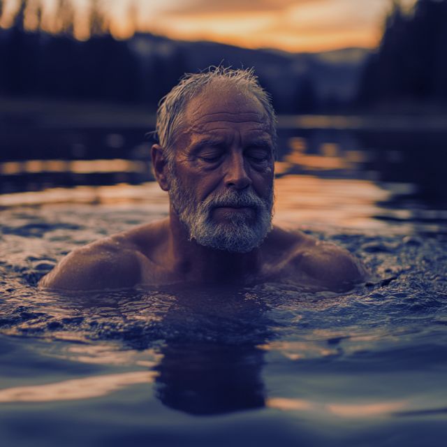 Cold water therapy: dawn dip in a cold lake!