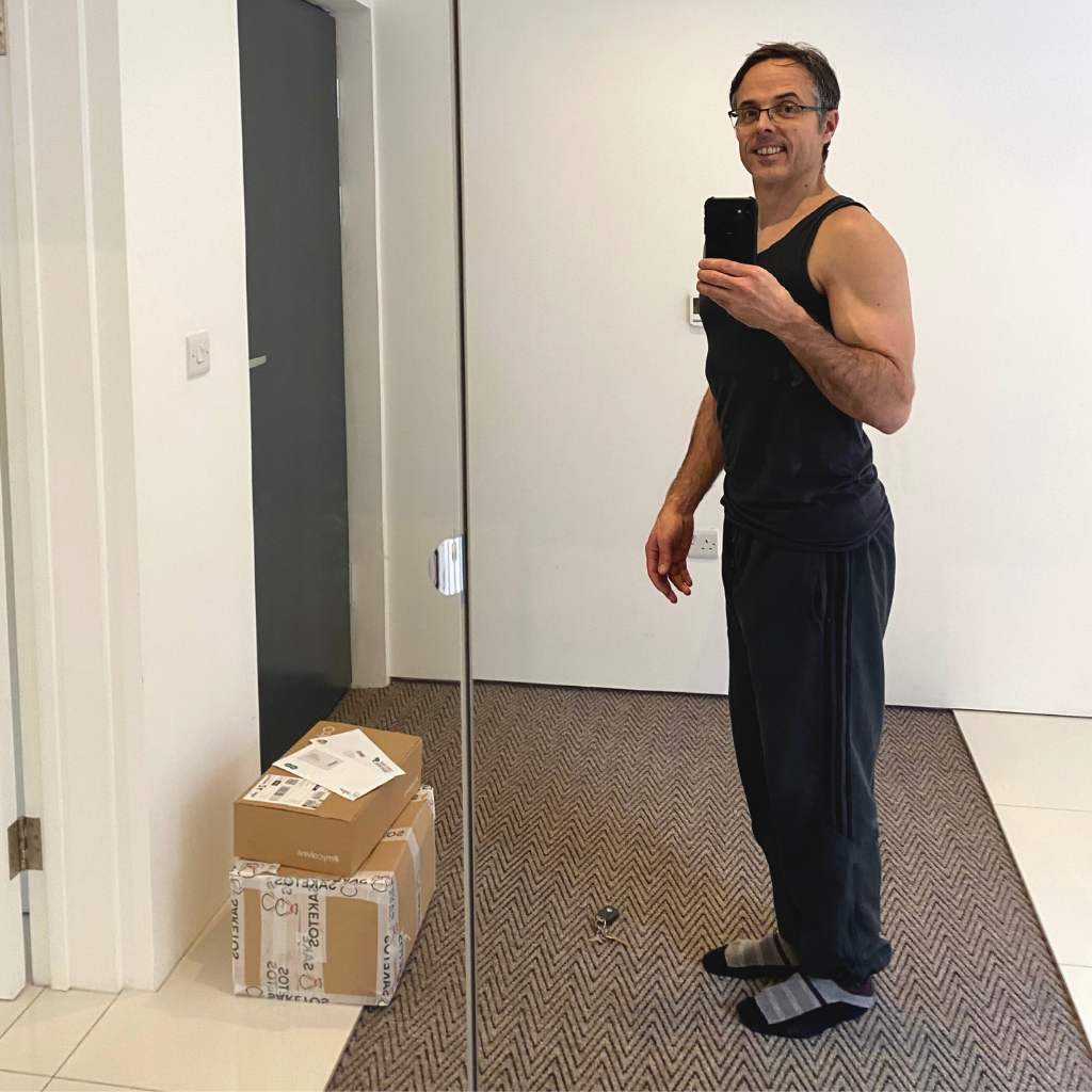 Caught looking!  But, I don't workout for the mirror.