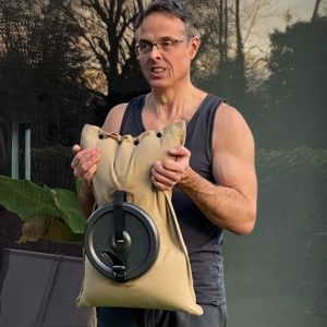 doing phase 3 of the workout with my GripSack sandbag