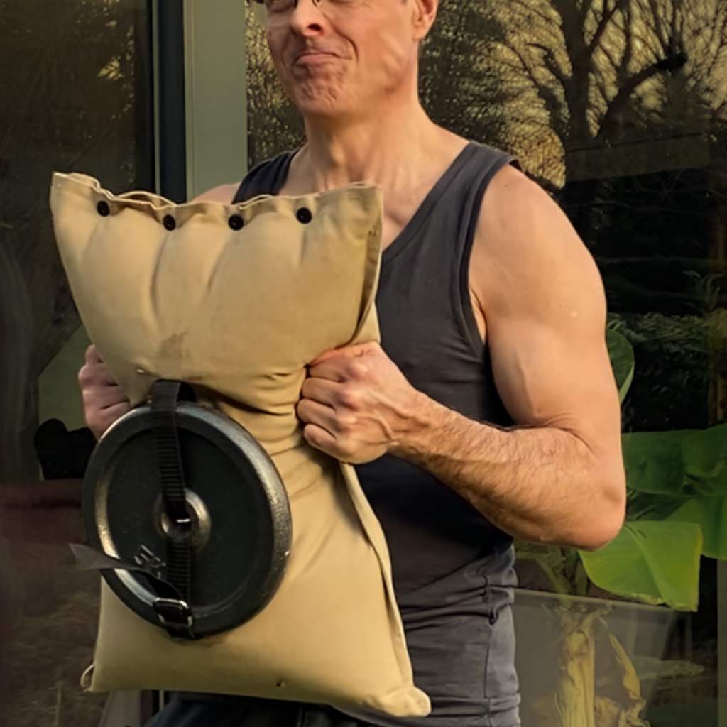 Building grip strength using a GripSack sandbag 